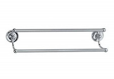 New Gatco Hand Polished Solid Forged Brass 24 Double Towel Bar Polished Chrome