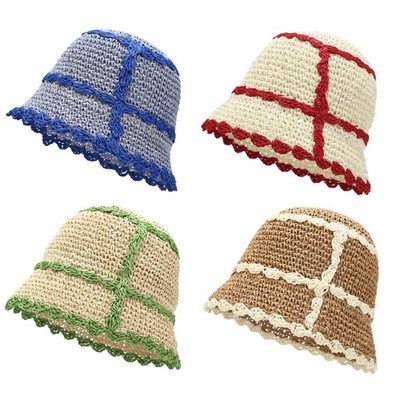 Women Spring Bucket Hat Crochet Soft Fisherman Cap Skin-friendly Soft Hat Casual
