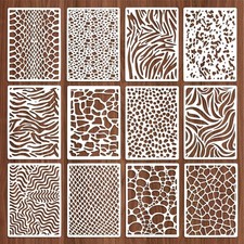 Jeffdad 12 Pcs Stencils for Crafts Reusable, Texture 8.27 x 5.9 Inch