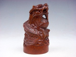 Japanese Boxwood Hand Carved Japanese Netsuke Curly Dragon Twine Body #11282504