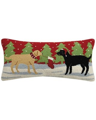 Playful Xmas Dogs Hook Pillow, 12X26