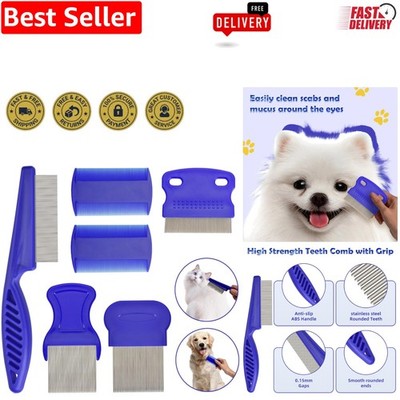 6-Piece Flea Comb Set for Cats & Dogs - Ergonomic Stainless Steel Grooming Tools