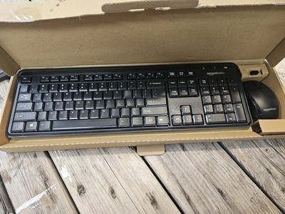 Open Box AMAZON BASICS ULTRA PREMIUM WIRELESS KEYBOARD AND MOUSE COMBO BLACK