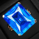 Fabulous Neon Blue Topaz Baguette 25.05Ct 925 Sterling Silver Rose Gold Rings