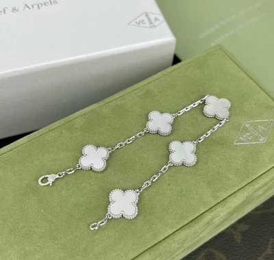 Van Cleef & Arpels Vintage Alhambra 18k White Gold MOP Motif Bracelet - Image 1 of 4