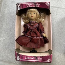 Collectable Doll Limited Edition Genuine Porcelain Hand Painted Red Dress Blonde