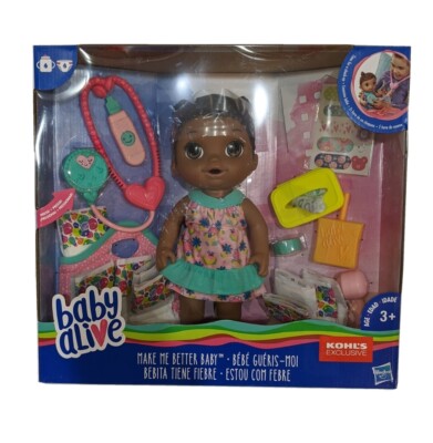 Baby Alive Make Me Better Baby Doll African American Check Temp Drinks  Pees