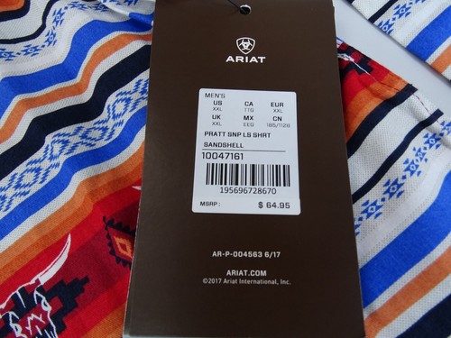 Neu Ariat Herren XXL Pratt Southwestern Sandshell Pearl Snap Western Hemd Aztec - Bild 3 von 8