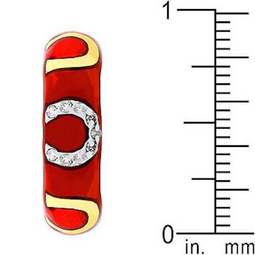 Red Enamel Ring Band Size 7 8 9 10 Cubic Zirconia Eternity Silver Rhodium Plated - Picture 11 of 12