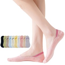 5 Pairs Women Solid Cotton Short Boat Socks Anti Slip Invisible No Show Socks