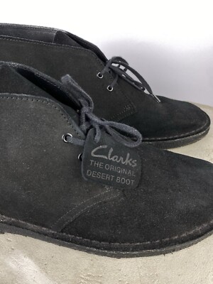 Clarks Mens Leather Suede Black Casual Desert Boots Shoes  display picture 2