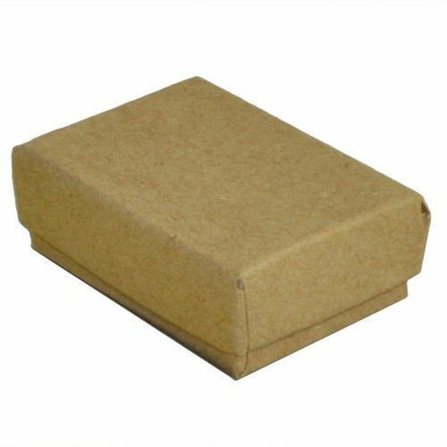100 Brown Kraft Cotton Filled Gift Boxes Cotton Filled Box 1-7/8 x 1-1/4 x 5/8" - Picture 2 of 3