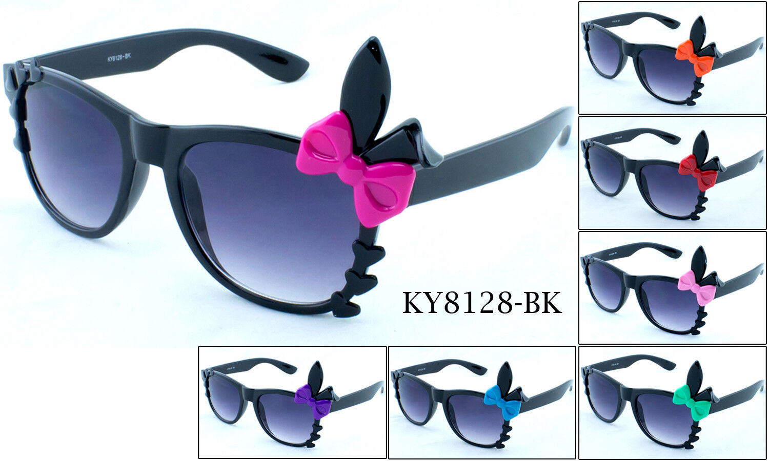 Bunny Ears Sunglasses Fun Party Glasses Colorful Cute Heart Accent UV Protection