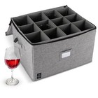 Wine Glass Storage Holds 12 Stemware Glasses Stackable Fully-Padded Inside