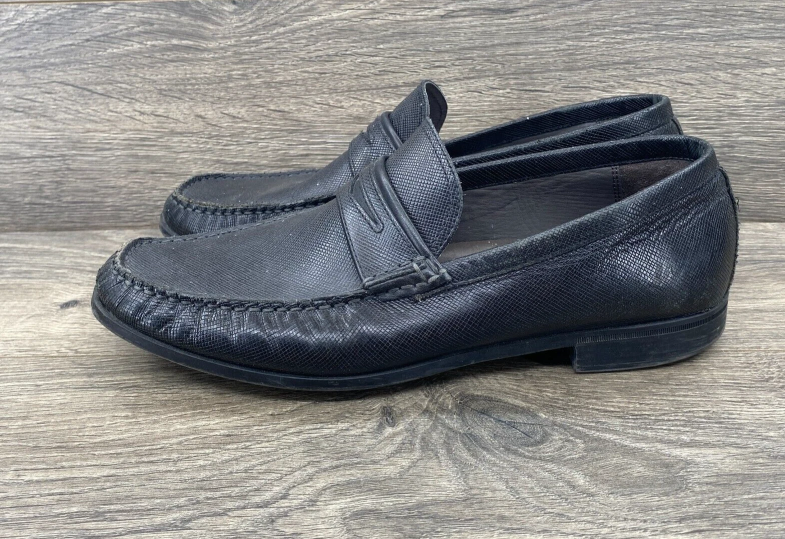 Mocassini mocassini ECCO da uomo in pelle scarpe slip on taglia EU 44 US 10 neri