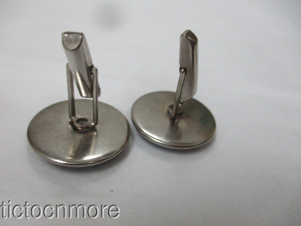 VINTAGE BRITISH BUTTERFLY WING ART BLUE PINE TREE RIVER SCENE CUFFLINKS