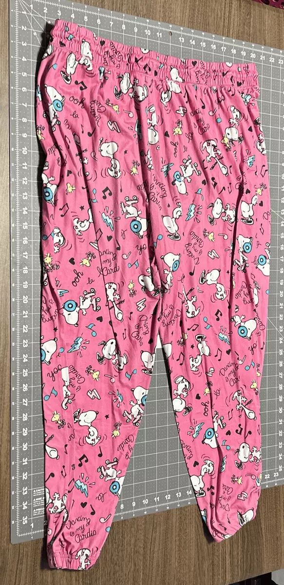 Peanuts Snoopy Mens Pajama Lounge Pants XO Hearts 2XL Pink Pocket DD47