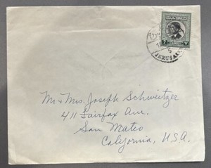 1961 West Bank Cover  with Jerusalem postmark & 7 fils Jordan Stamp