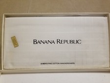RARE Vintage Banana Republic Men's Fine Cotton Handkerchiefs 6 White