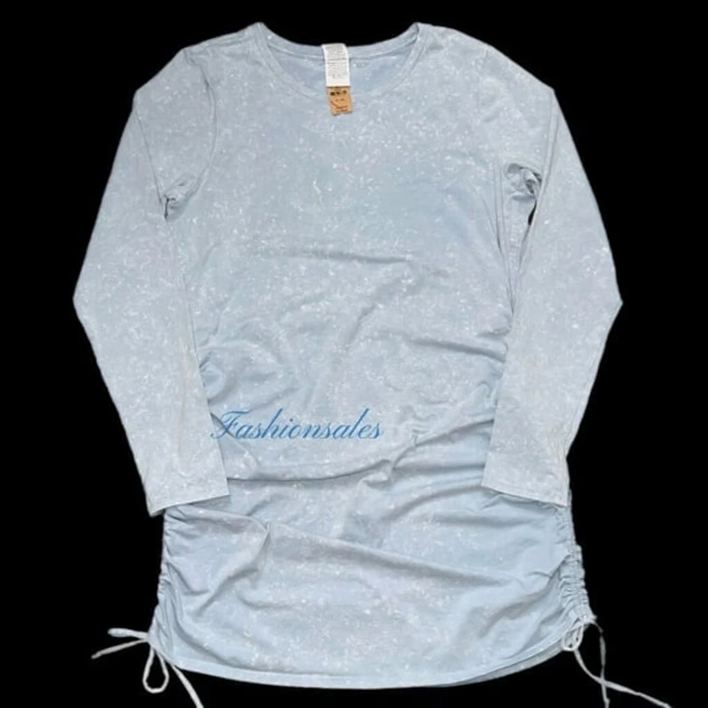 UNDERCOVER Abito a maniche lunghe Victorias Secret ROSA arricciati blu gesso lavaggio XL nuovo