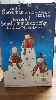Set of 3 Snowmen with Color Changing LED Lights from Costco with