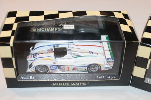 MINICHAMPS AUDI R8 2 CAR LOT #1 12H SEBRING/#3 24H LA MANS 2005 1/43 LETHO/WERNE - Picture 2 of 8