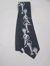 Vintage The Three Stooges Wally Wear Black Mens Neck Tie Made In USA