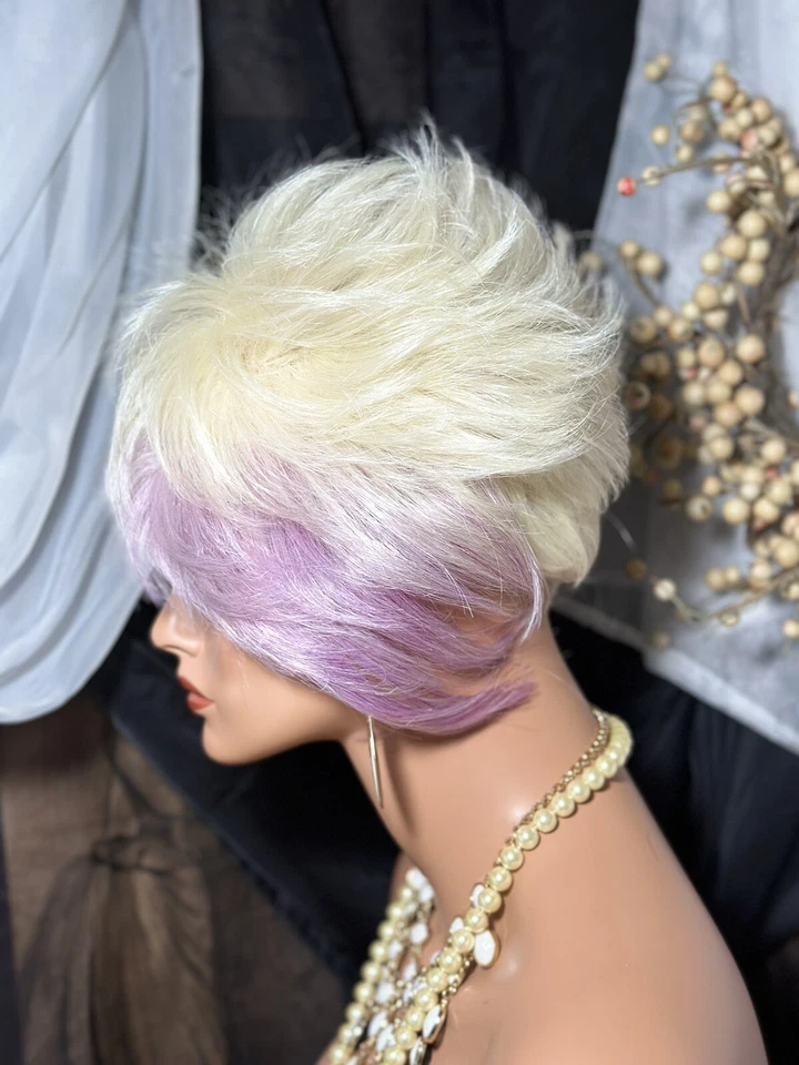 热卖PIXIE混合白金和粉红色阴影带角尖尖,独特的WIG💋 — 第 3/4 张图片