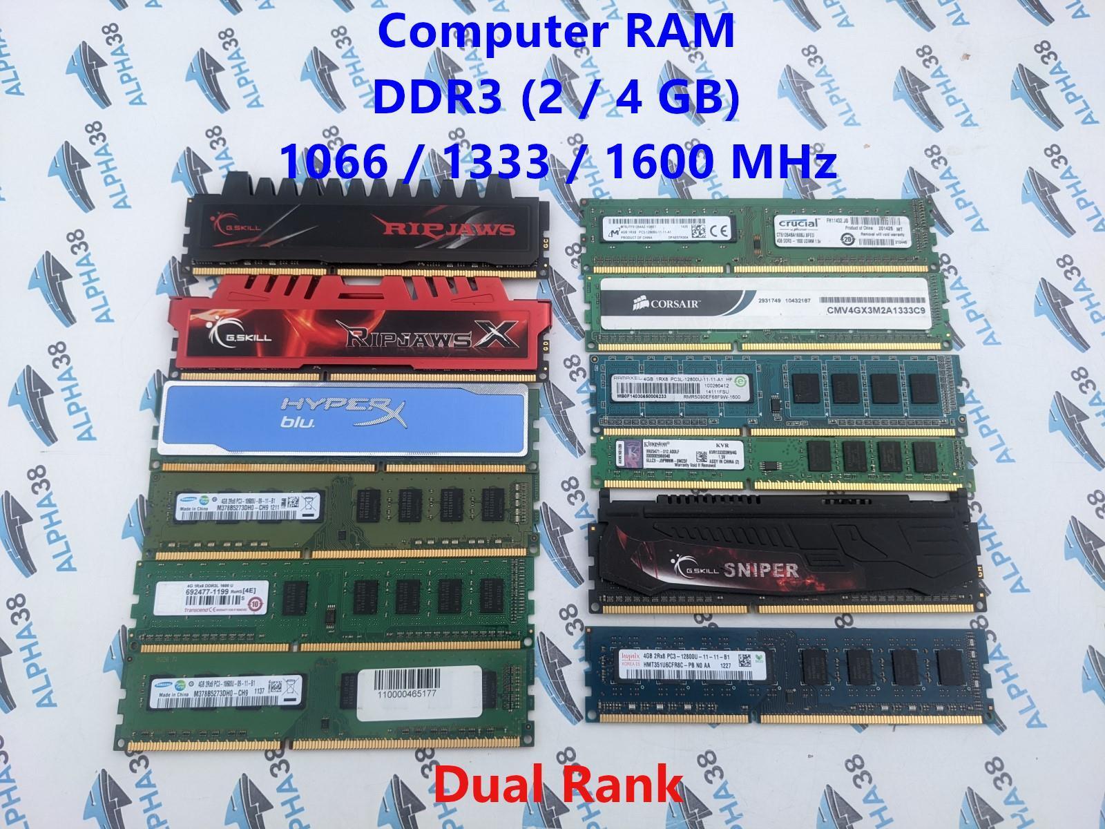 Mémoire RAM DDR3 - 2 Go, 4 Go, 8 Go, 16 Go - 1066/1333/1600 MHz - UDIMM PC3 - Occasion