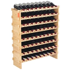 Uimoso 72 Bottle Upgrade Modular Wine Rack Bamboo Wood Display Shelf 8-Tier