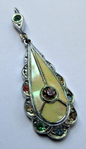 Collier Pendentif Argent Avec Cristaux - Style Vintage - Occasion - Pour Connaisseurs