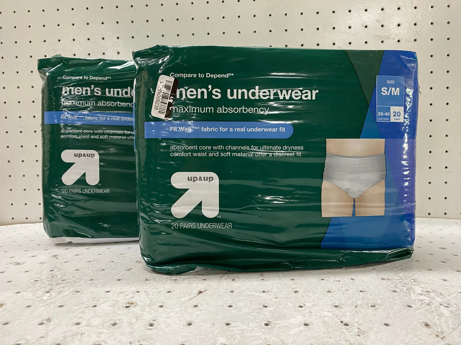 Up & Up Mens Underwear Maximum Absorbency Small 20 X 2 Pack 40 Total
