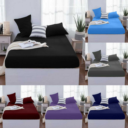 Extra Deep 35cm Fitted Sheet Bed Sheets 100 Egyptian Cotton Single Double King eBay