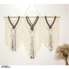 Large Handmade Macrame Wall Hanging - Chic Boho Tapestry 43''x32'' in Beige-Grey