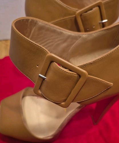 Christian Louboutin Beige Leather Haute Retenue Ankle Strap Platform Sandal 40.5 - Picture 17 of 20
