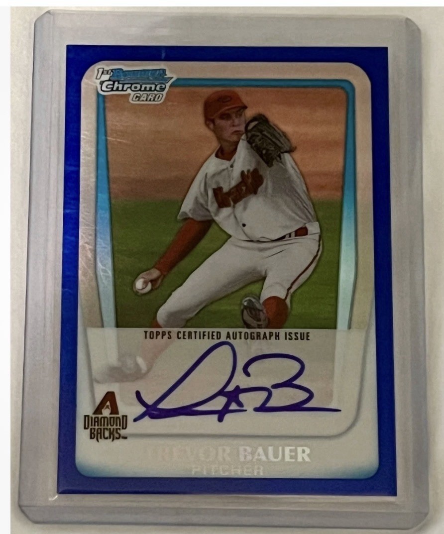 2011 Bowman Draft Picks Chrome Blue Refractor Trevor Bauer Auto 19/150
