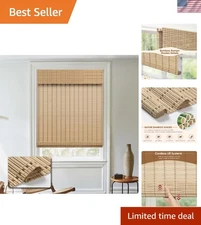 Cordless Bamboo Roman Shades Light Filtering UV Protection Indoor Windows