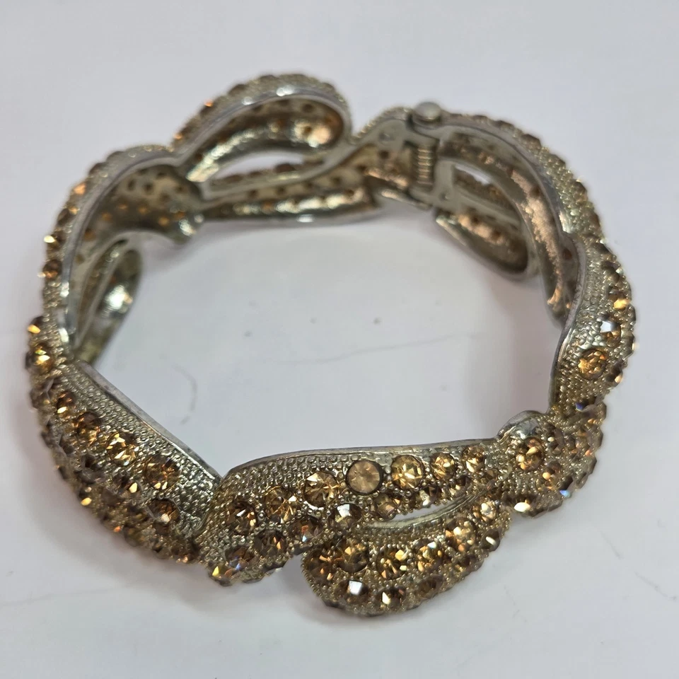 Brazalete abrazadera brazalete retorcido racimo diamantes de imitación pavé tono dorado grueso deslumbrante Foto 4 de 4