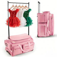 Dance Bag with Garment Rack 28" Glitter Pink Dance Costumes Rolling Bags