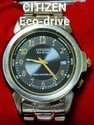 Citizen Eco-Drive Radio Controlled Solar Watch Black Dial Two Tone Date