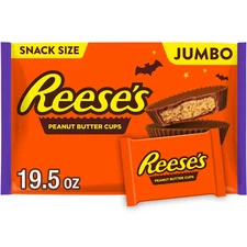Reese's Milk chocolate Snack size Peanut Butter cups halloween Candy Jumbo Bag..