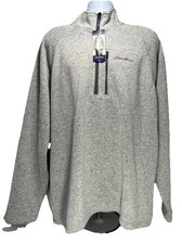 NWT Eddie Bauer Men's 2XL Grey Radiator Sweater Fleece 1/4 Zip Pullover