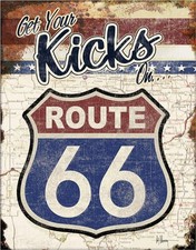 Get your Kicks on Route 66 Tin Sign wall decor 12.5" x 16" Made in USA
