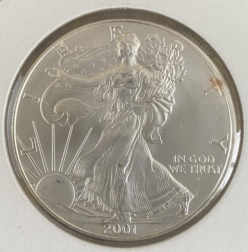 2001 American Silver Eagle Dollar Uncirculated Brilliant Gem Beautiful Conditio