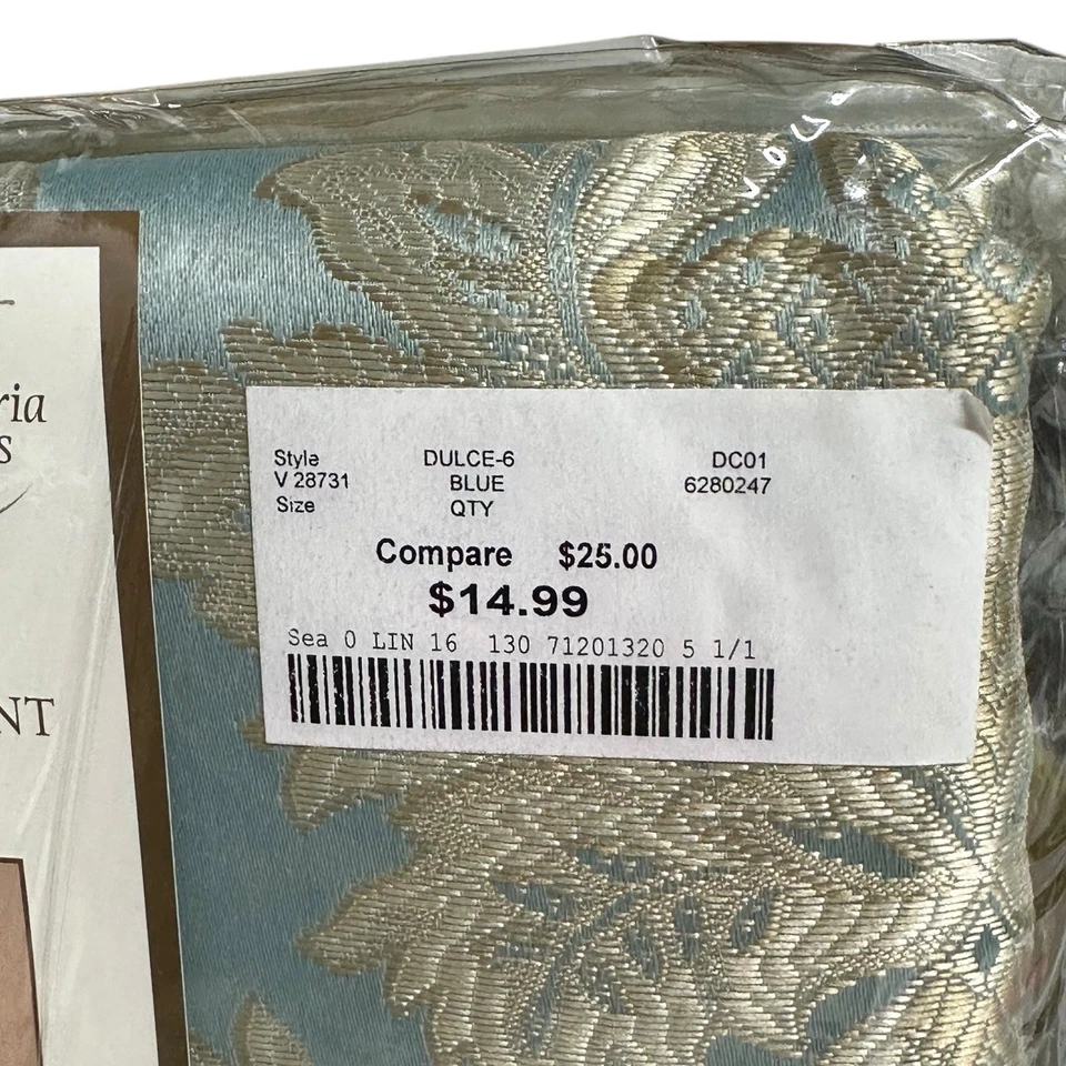 Victoria Classics DULCE Tratamiento Completo Ventana 60" x 84" Azul Satinado Damasco Foto 4 de 4