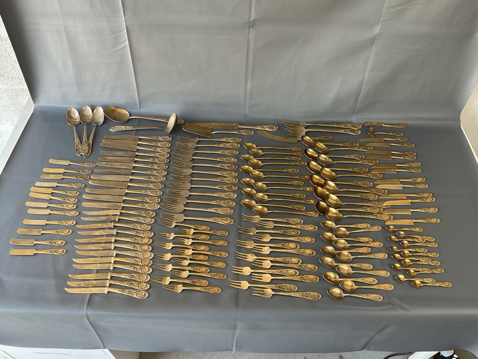 Solid Bronze Flatware set 143 piece Made In Thailand Siam Buddha