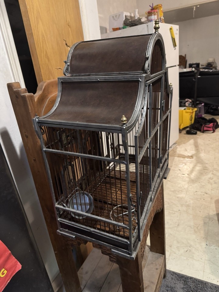 Vintage Large Victorian Cast Iron Metal Domed Bird Cage | eBay