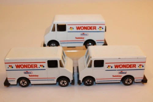 Three (3) Vintage 1976 Hot Wheels Hostess Wonder Bread Delivery Trucks
