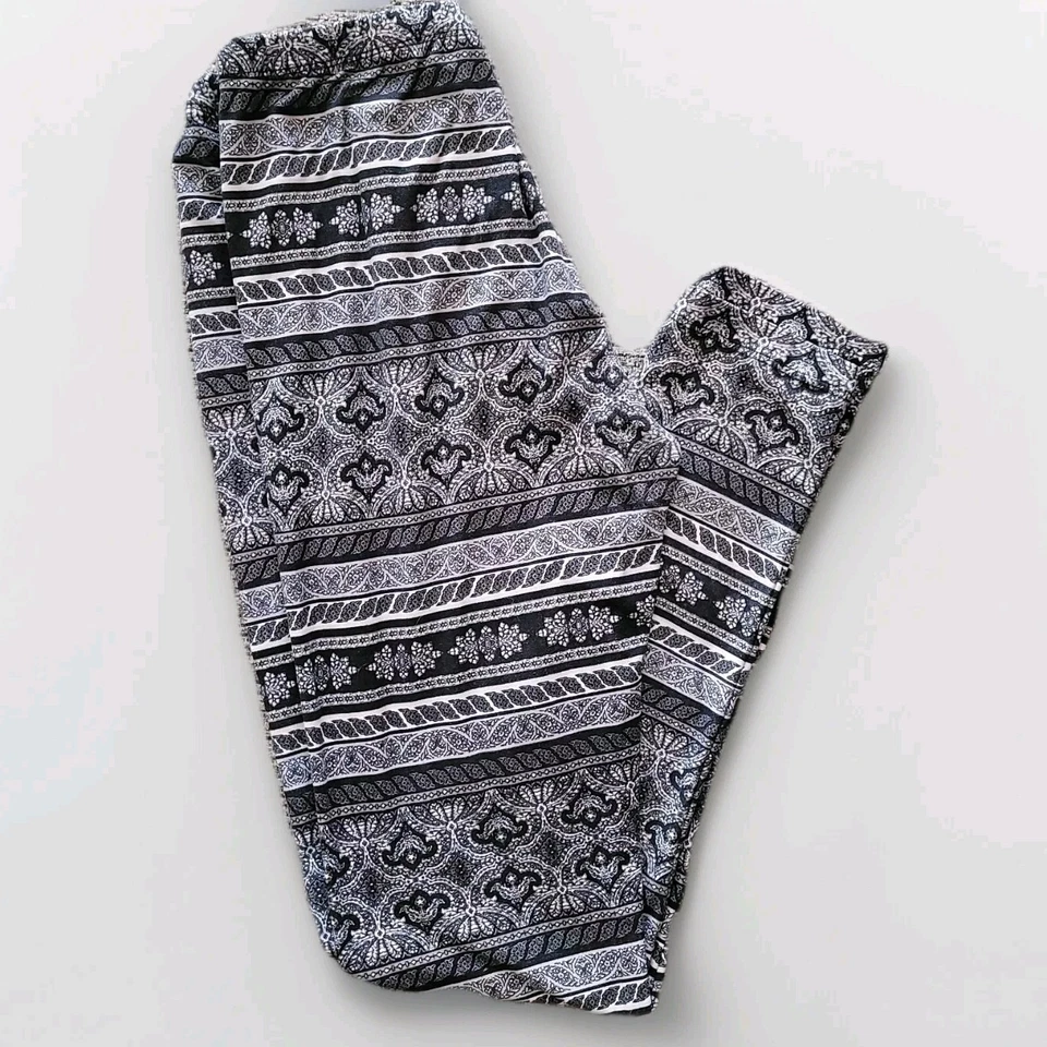 ROSA ROSA Leggings Para Mujer M Negro Cachemira Floral Rayas Boho Manteroso Suave Boho Foto 3 de 4