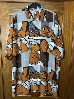 Vintage Platinum Fubu Fat Albert & Friends Button Up Shirt Sz 3XL